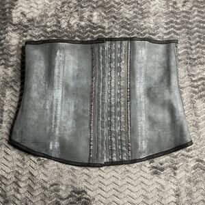 Ann Chery Colombian Cincher Black Latex Waist Trainer Corset with 3 Hooks Sz 40